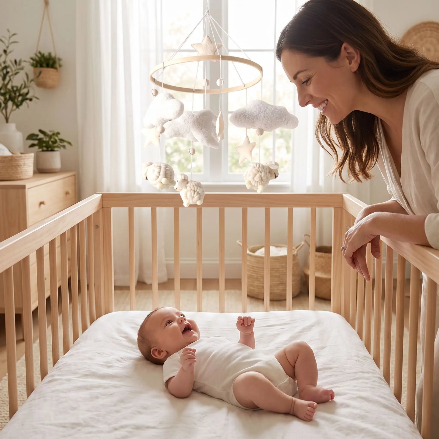 Mobile Bois Bébé Artisanal – Éveil et Sommeil Apaisé