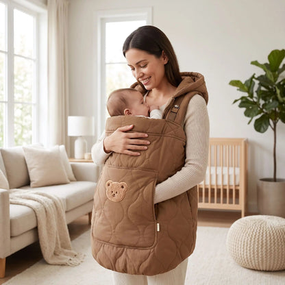 couverture de portage marron sur porte-bébé
