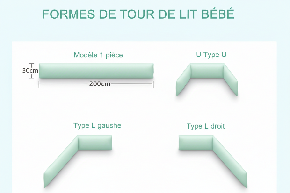 Tour de lit bébé rembourré en coton — Motif Étoiles (200 x 30 cm)