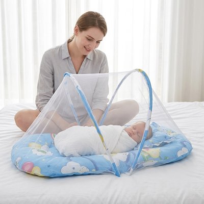 Lit moustiquaire bebe pour le voyage bleu