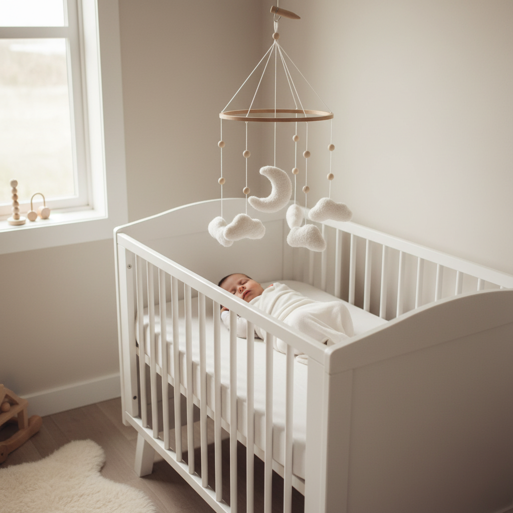 Mobiles bébés en feutre – Lune & Nuage Apaisant