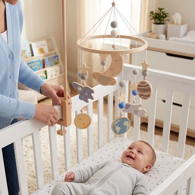 Mobile bebe bois feutre