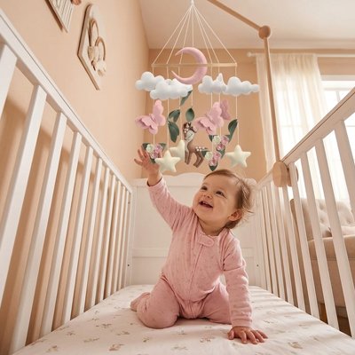 mobile bébé fille papillon fleur 