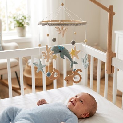 Mobile bebe style baleine pour éveil sensoriel