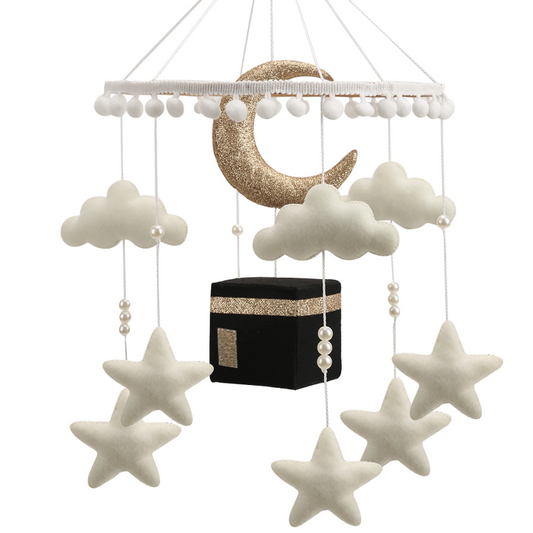 mobile coranique bebe kaaba lune etoiles decoration chambre bébé
