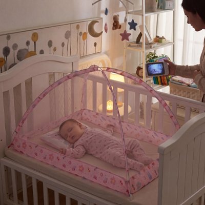 Moustiquaire lit bébé rose transportable