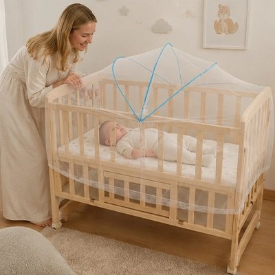 Moustiquaires lit bebe bordure élastique ajustable