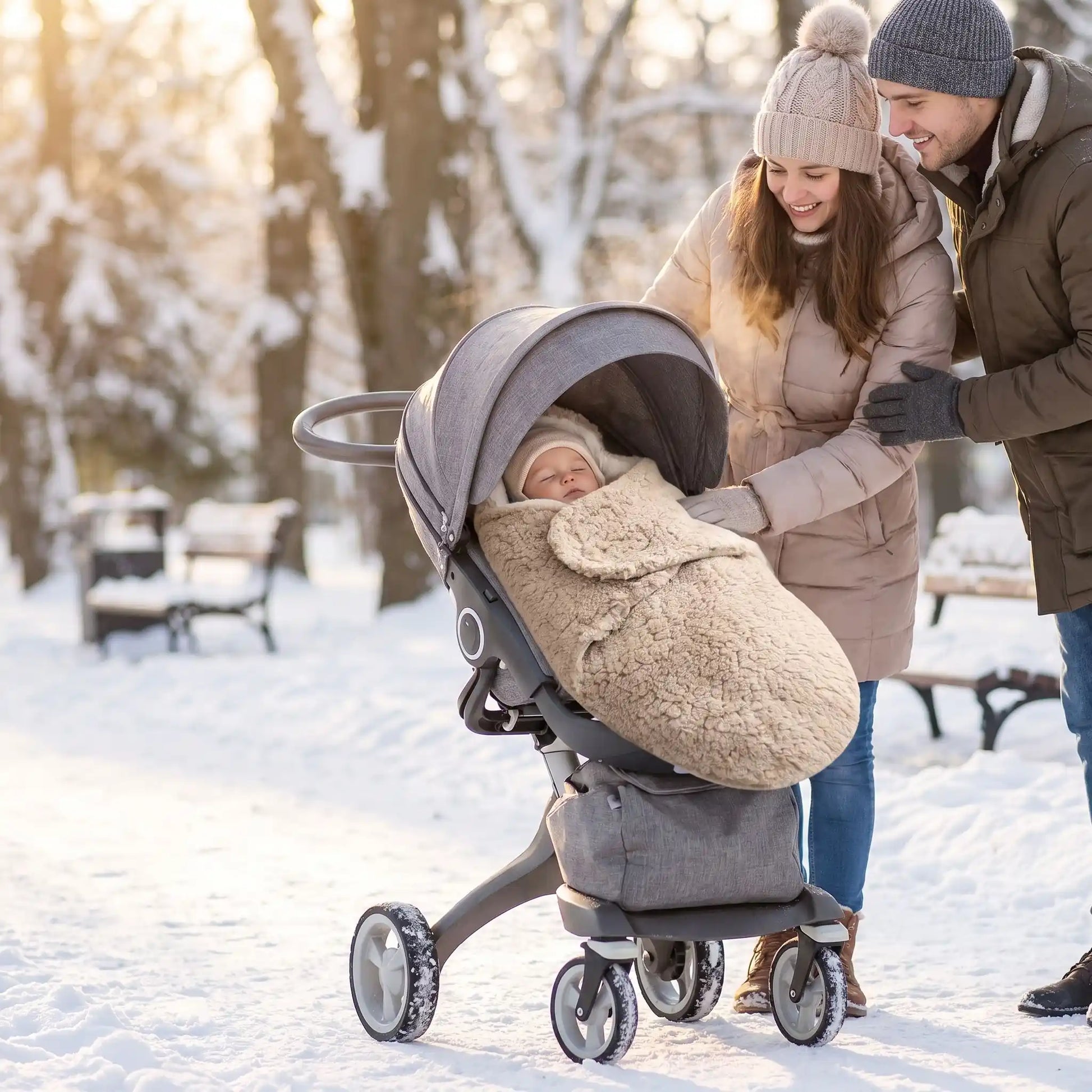 nid d'ange bebe chaud hiver promenade poussette