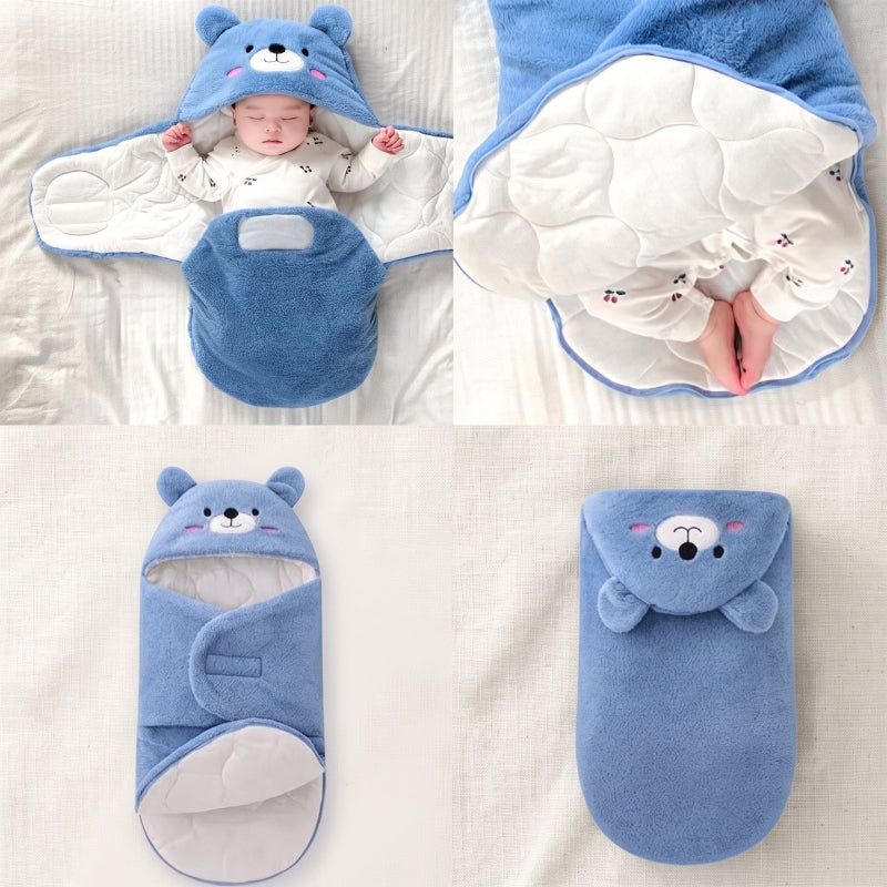 nid d'ange polaire bleu capuche ourson détails