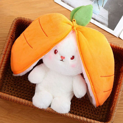 peluche lapin avec capuche carotte orange
