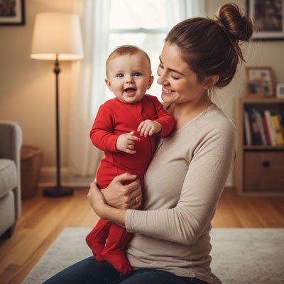 pyjama bebe garcon porte par bebe dans les bras de maman