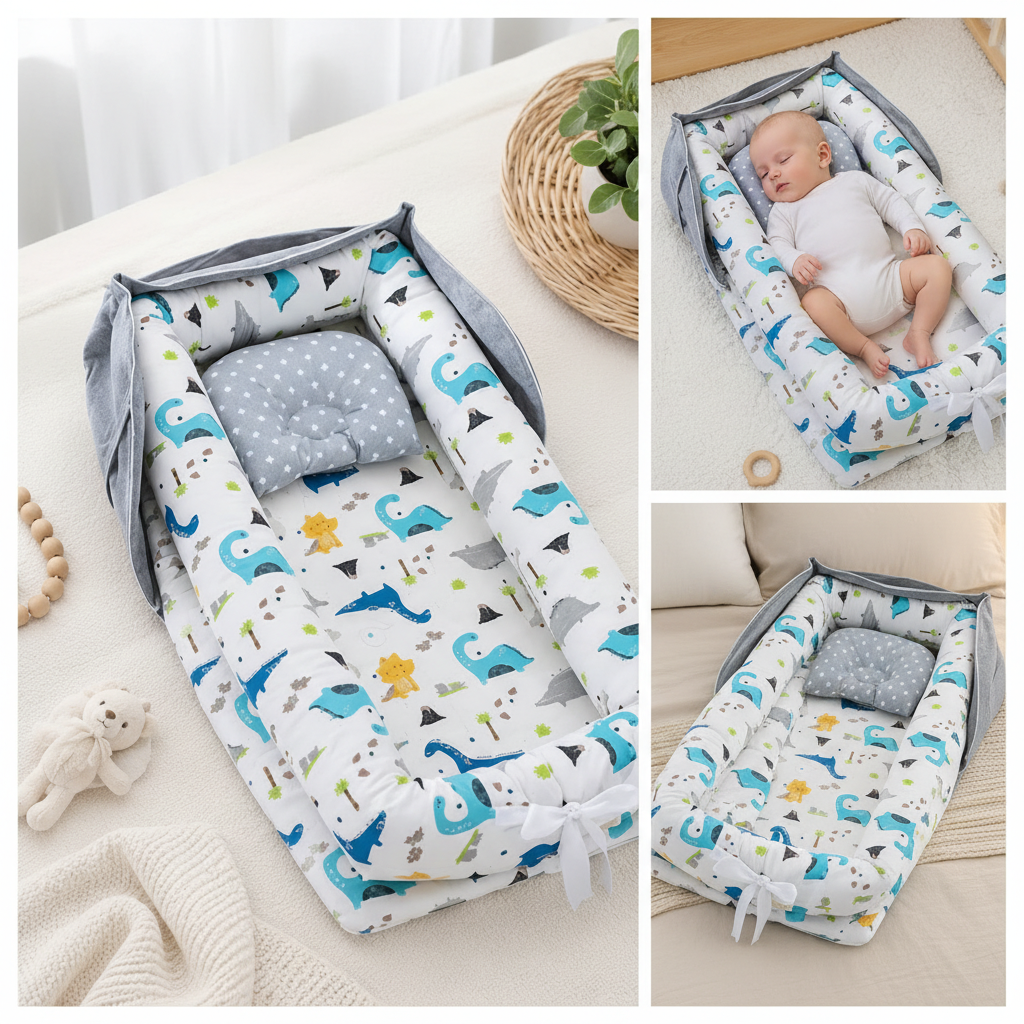 Réducteur de lit bébé portable Dinosaure – 3 vues produit
