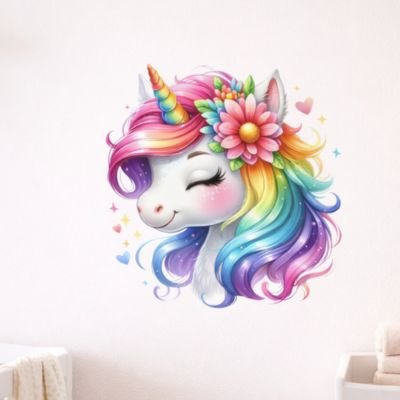 Sticker mural installation rapide thème licorne 