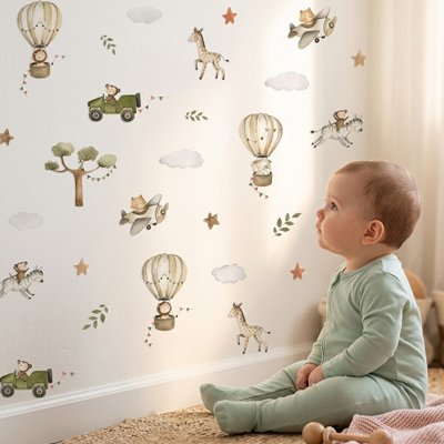 stickers muraux chambre bébé animaux safari 