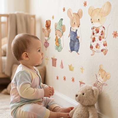 Stickers muraux chambre bébé composition modulable