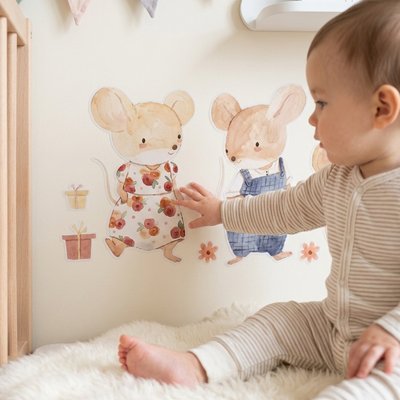 Stickers muraux chambre bébé motif souris