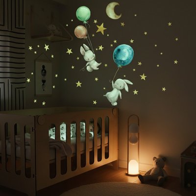 Stickers muraux chambre en ballon de lapin 