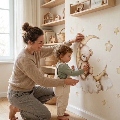 Stickers muraux chambre illustrations d'oursons