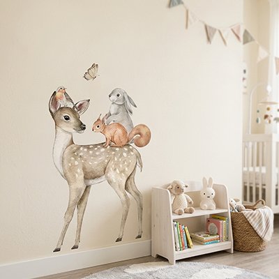 Stickers muraux chambre style aquarelle naturel