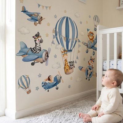 Stickers muraux chambre thème aérien et animalier