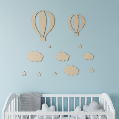 Stickers muraux en bois nuage étoile 