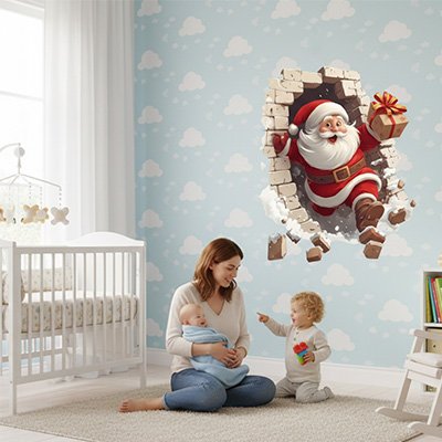Stickers muraux enfant autocollant de noël amovible