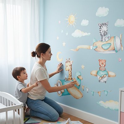 Stickers muraux enfant avions