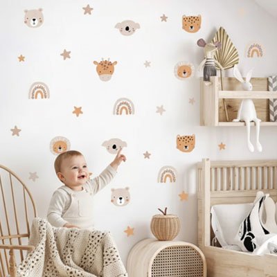 Stickers muraux enfant feuille de vinyle autocollante