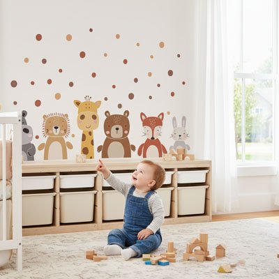 Stickers muraux enfant feuille de vinyle autocollante  