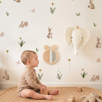 Stickers muraux enfant motifs animaliers doux