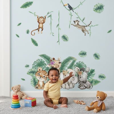 Stickers muraux enfant Savane installation facile