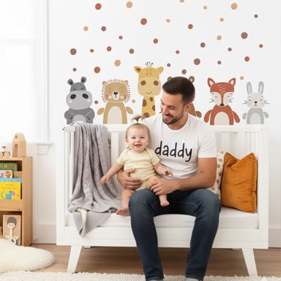 Stickers muraux enfant thème animalier doux