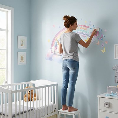 Stickers muraux enfant thème licorne féérique 