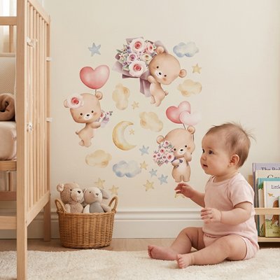 Stickers muraux pour chambre d’enfant thème oursons