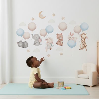 Stickers muraux tons pastel neutres