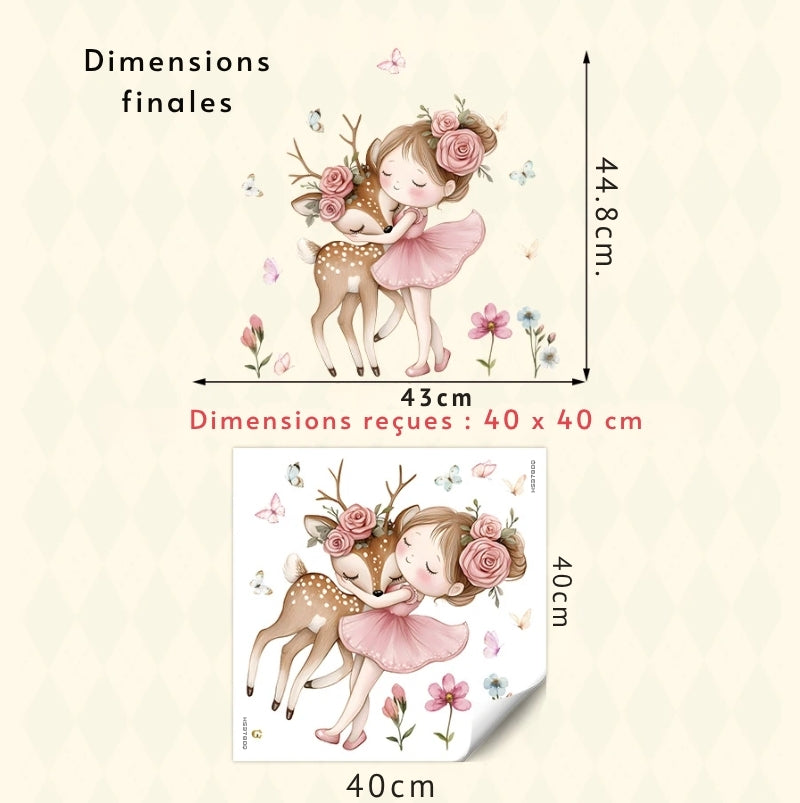 stickers muraux fille faon dimensions 43 x 45 cm