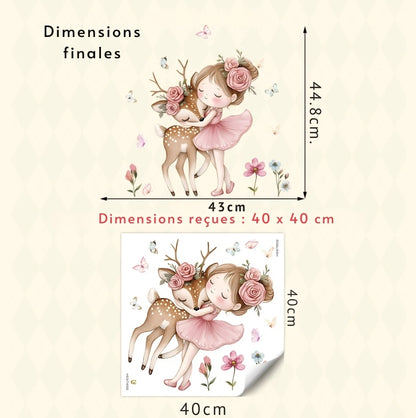 stickers muraux fille faon dimensions 43 x 45 cm