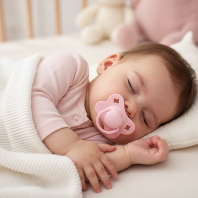 Tétine bébé rose 0 à 6 mois en silicone sans BPA