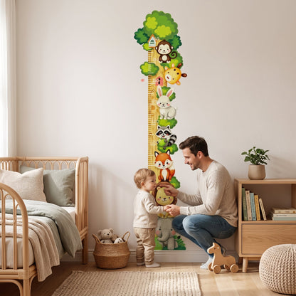 toise murale arbre jungle, papa et bébé