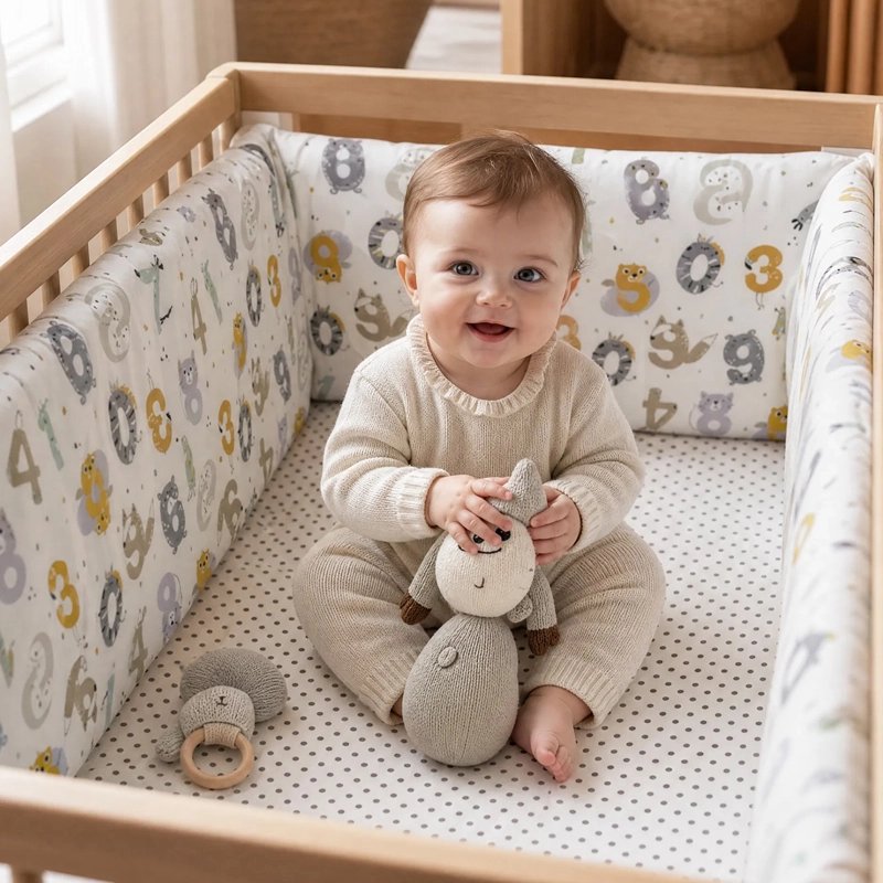 Tour de lit animaux bébé assis doudou