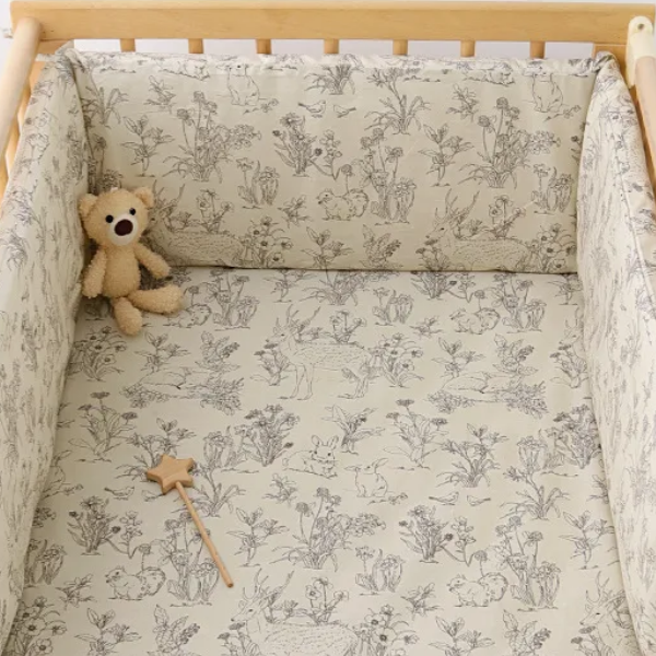 tour de lit bebe en coton imprime