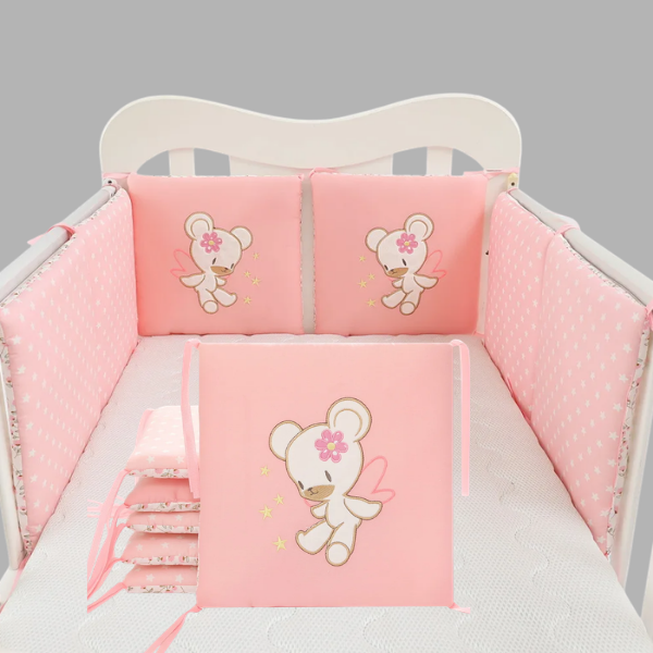 tour de lit bébé fille 6 pièces en coton 30x30 cm