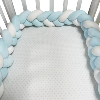 tresse de lit bebe 3 brins bleu blanc