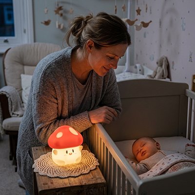 Veilleuse bébé champignon batterie rechargeable