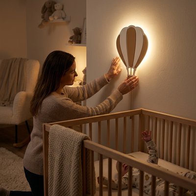 Veilleuse murale lumière douce et apaisante beige et blanc 