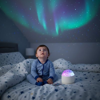 Veilleuse projection compacte diffusant des aurores boréales et un ciel étoilé lumineux