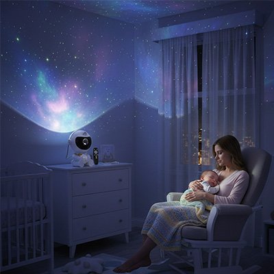 veilleuse projection lumière étoilée apaisante pour sommeil bébé