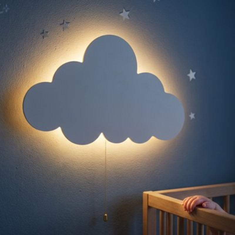 veilleuse nuage allumée, halo de lumière douce
